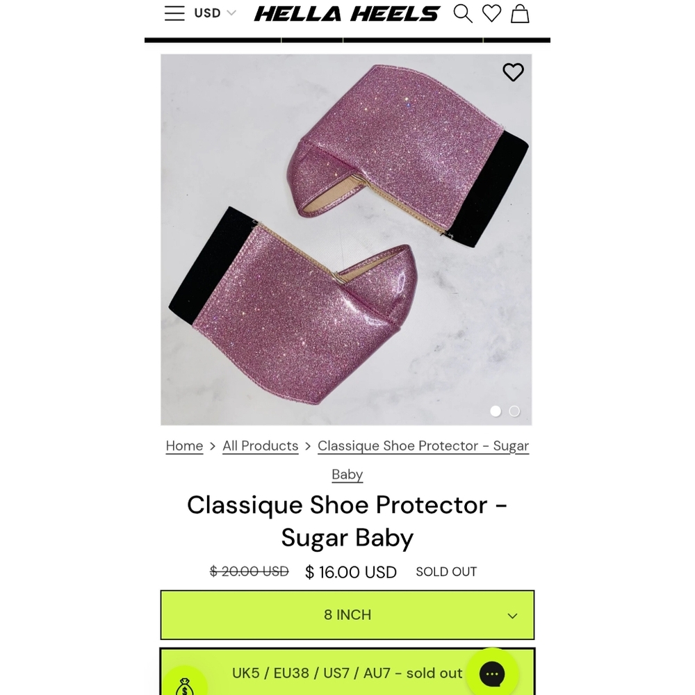 NEW Hella Heels Glitterati Sugar Baby Pink 8" Heel Platform Protector for Boots